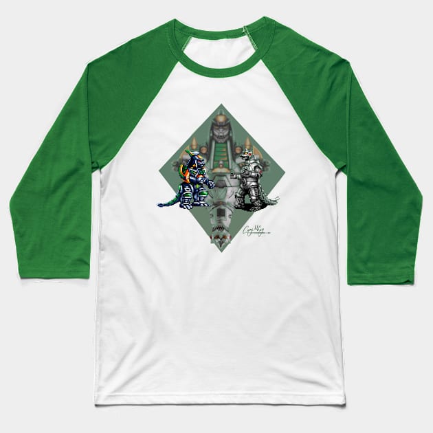 Mechagodzilla VS Dragonzord Baseball T-Shirt by Casey McCoy ARTS 